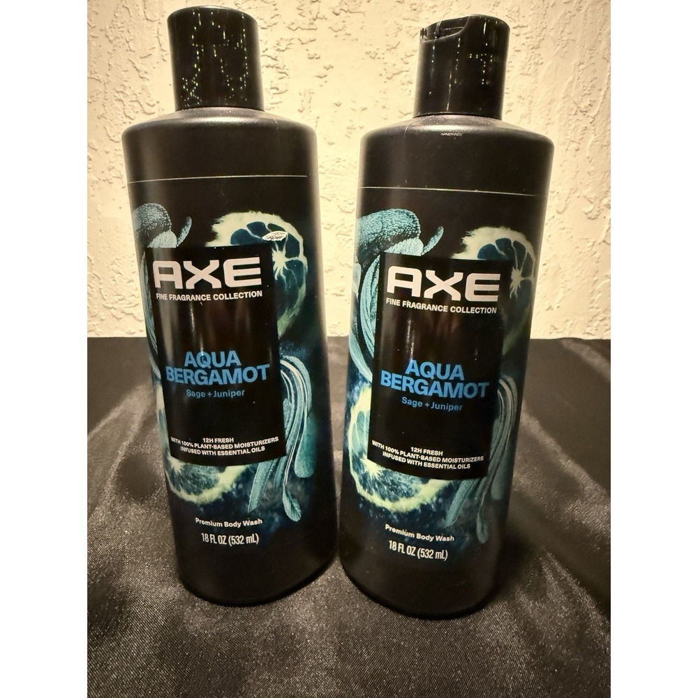 Axe Fine Fragrance Collection Body Wash, Aqua Bergamot, 18 fl oz, Pack of 2